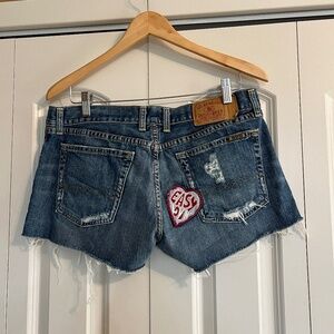 Lucky Brand Size 12 / 31 Daisy Duke Heart Patch Shorts EUC Y2K